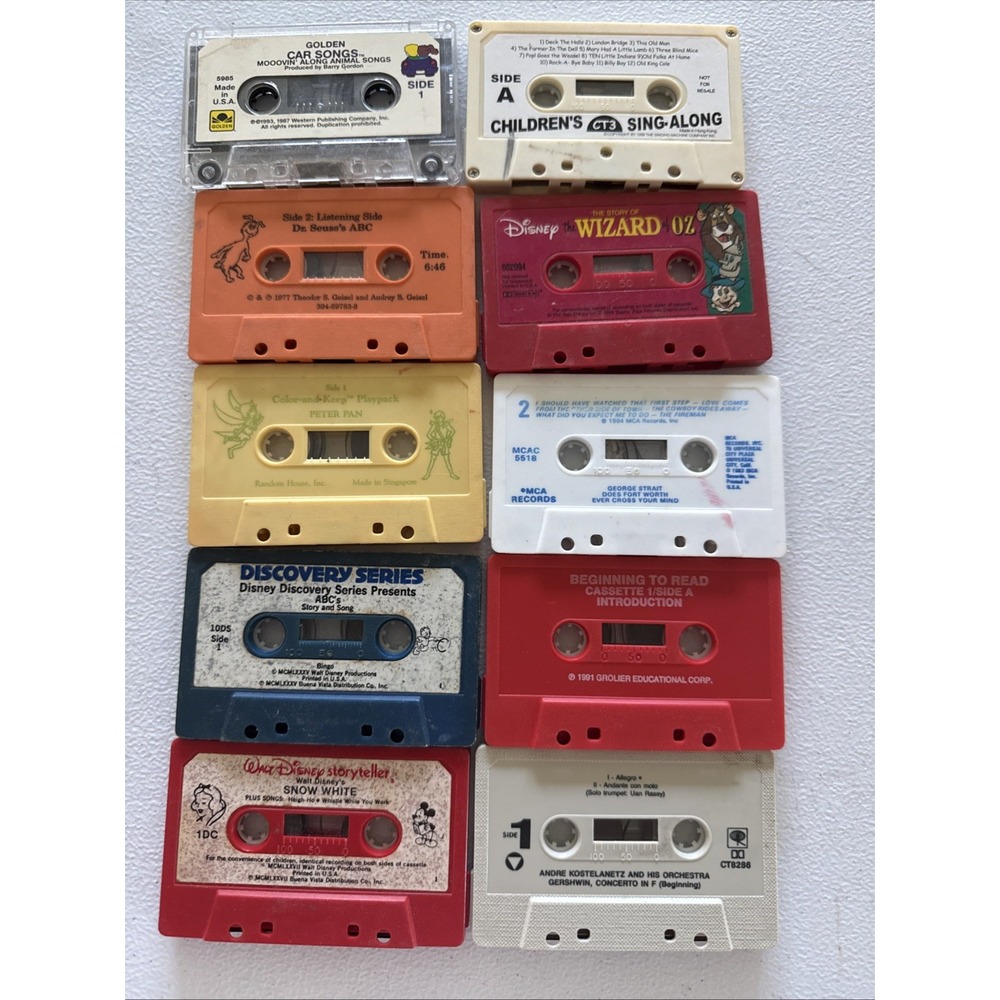 Vintage Children's Story Cassette Tapes lot of 10 Disney Dr Seuss And Others